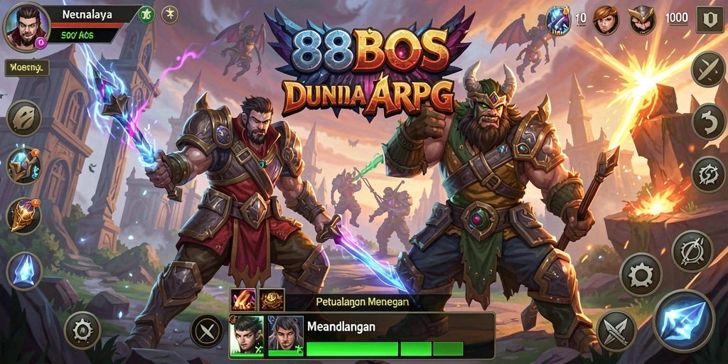 Gameplay seru di 88BOS dengan pertarungan karakter ARPG.