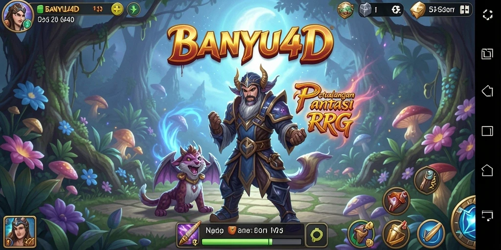 Tampilan gameplay BANYU4D dengan karakter yang beraksi di dunia RPG.