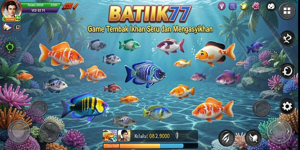Tampilan gameplay menembak ikan yang seru dalam BATIK77.
