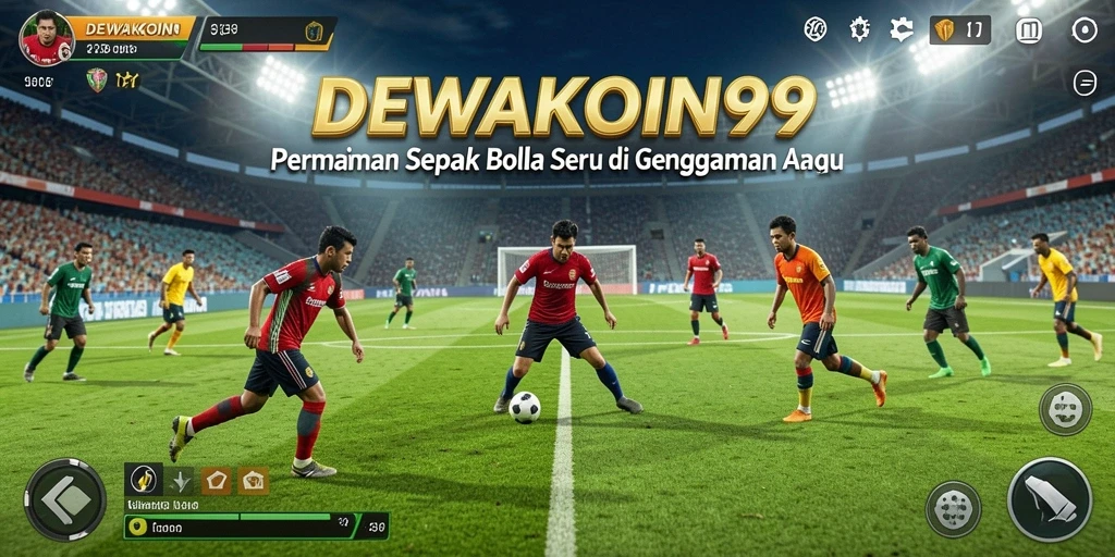 Tangkapan layar DEWAKOIN99 menampilkan momen seru di lapangan sepak bola.