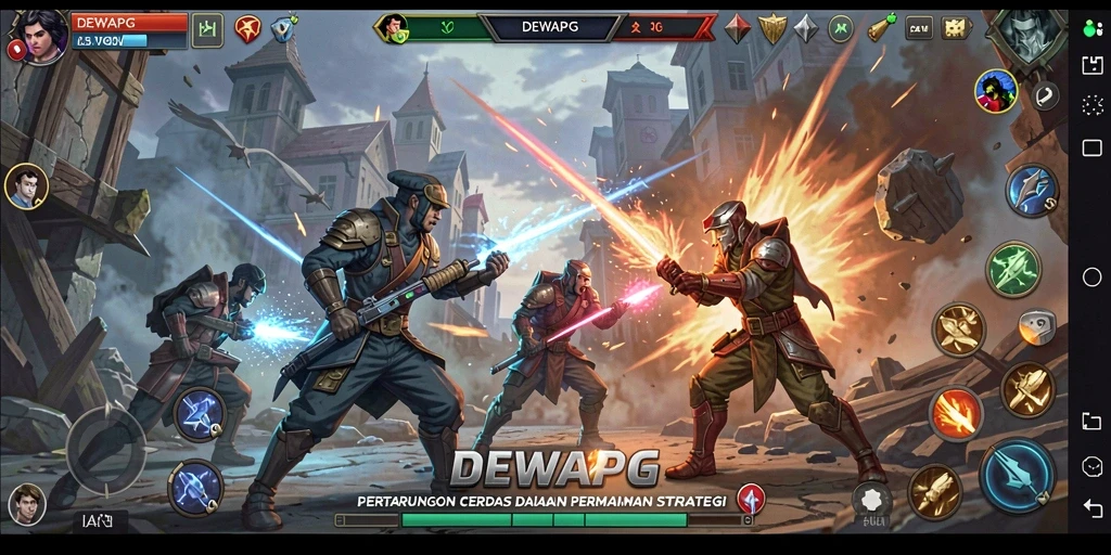 Screenshot gameplay DEWAPG menampilkan aksi strategi yang intens.