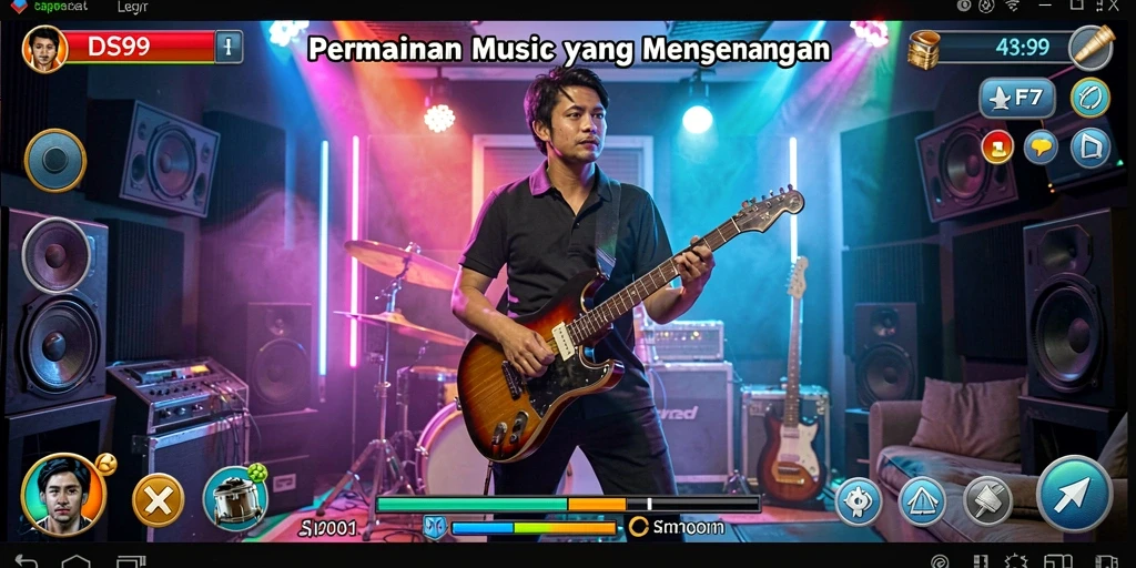 Screenshot menunjukkan pemain menikmati gameplay musik yang menarik.