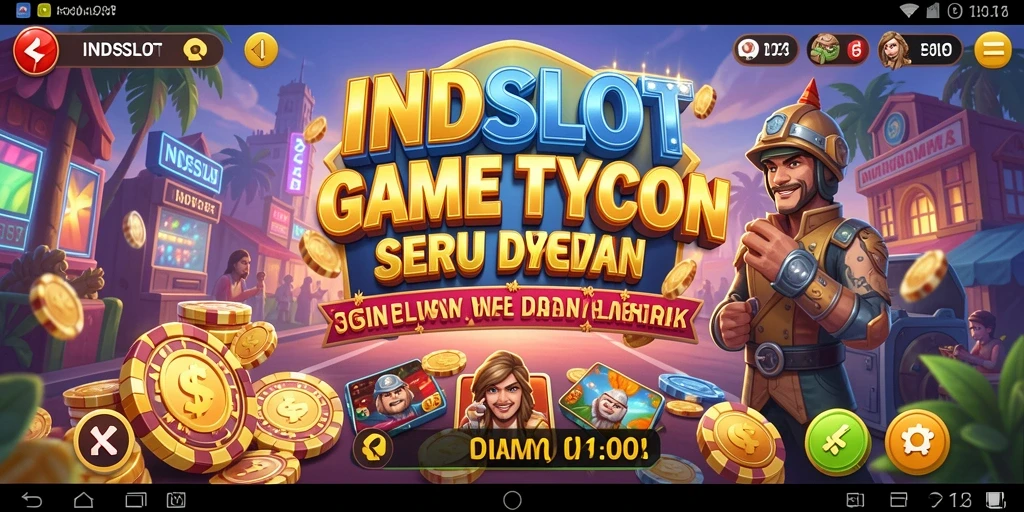 Tampilan gameplay di <strong>INDSLOT</strong> menunjukkan keseruan mengelola kasino dan mesin slot.