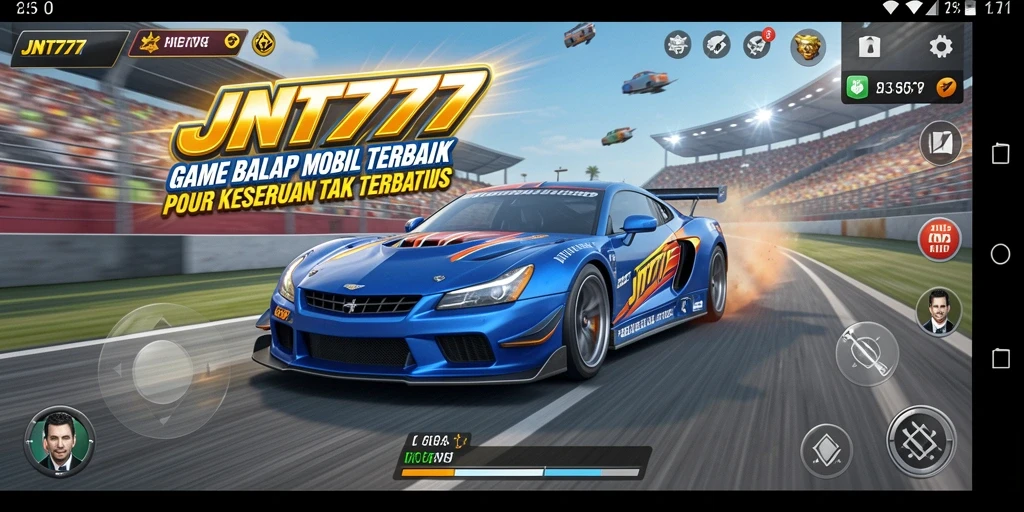 Tampilan gameplay seru dari balapan mobil di JNT777.