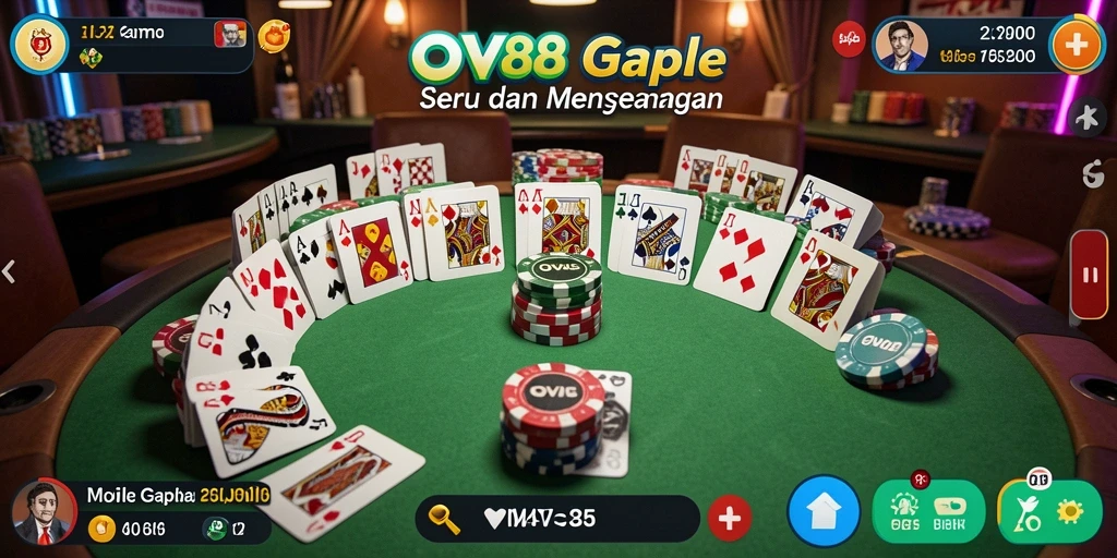 Tampilan gameplay seru di OVO88 dengan permainan gaple yang menarik.