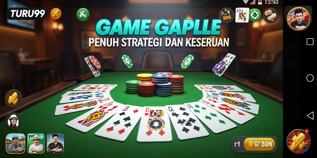 Tampilan gameplay Gaple yang seru dan interaktif di TURU99.
