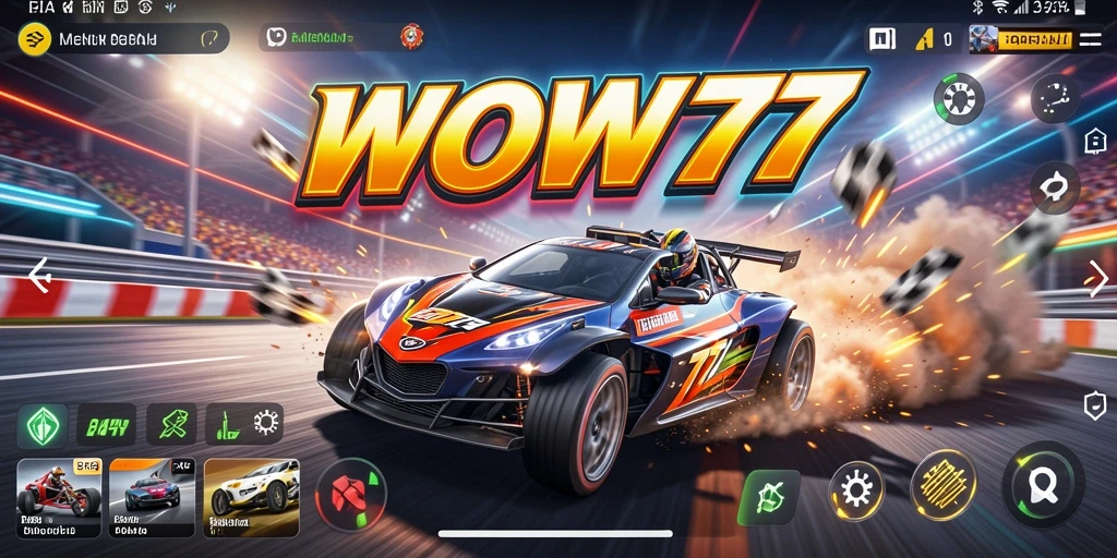 Gambaran gameplay balapan yang mendebarkan di WOW77.